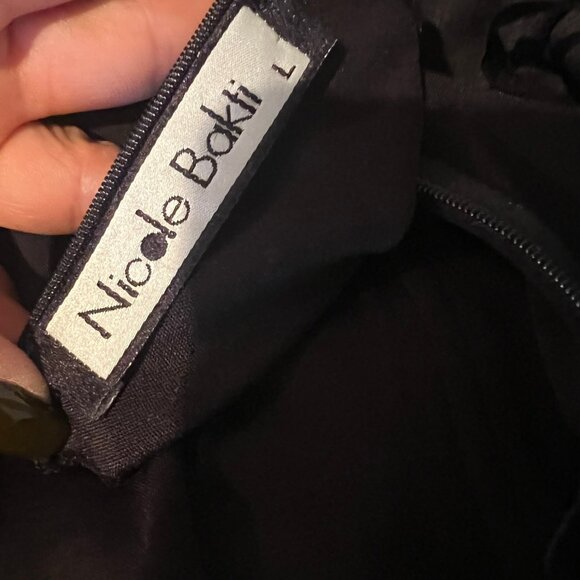 VINTAGE NICOLE BAKTI JERSEY RHINESTONE EMBELLISHED GOWN SIZE L LARGE - Picture 10 of 12